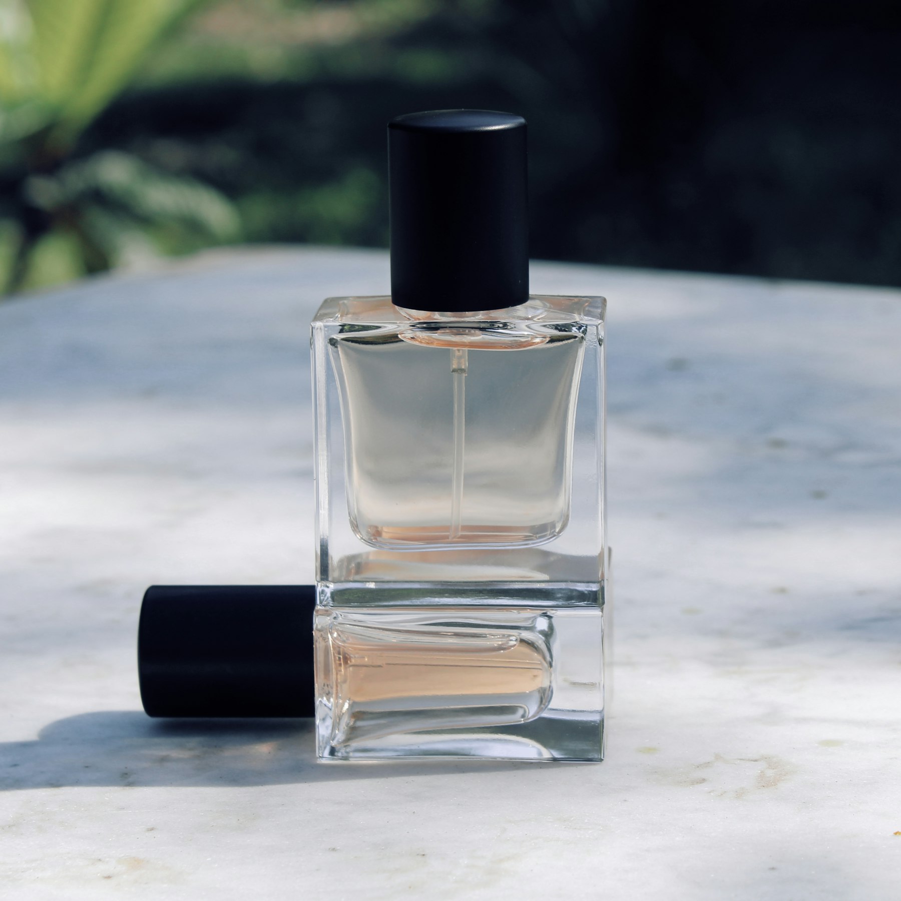 Unlabelled glass fragrance bottle